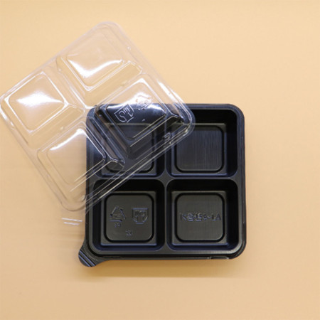 정사각4칸용기 바디 PET/흑