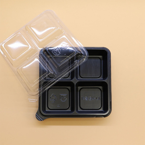 정사각4칸용기 바디 PET/흑